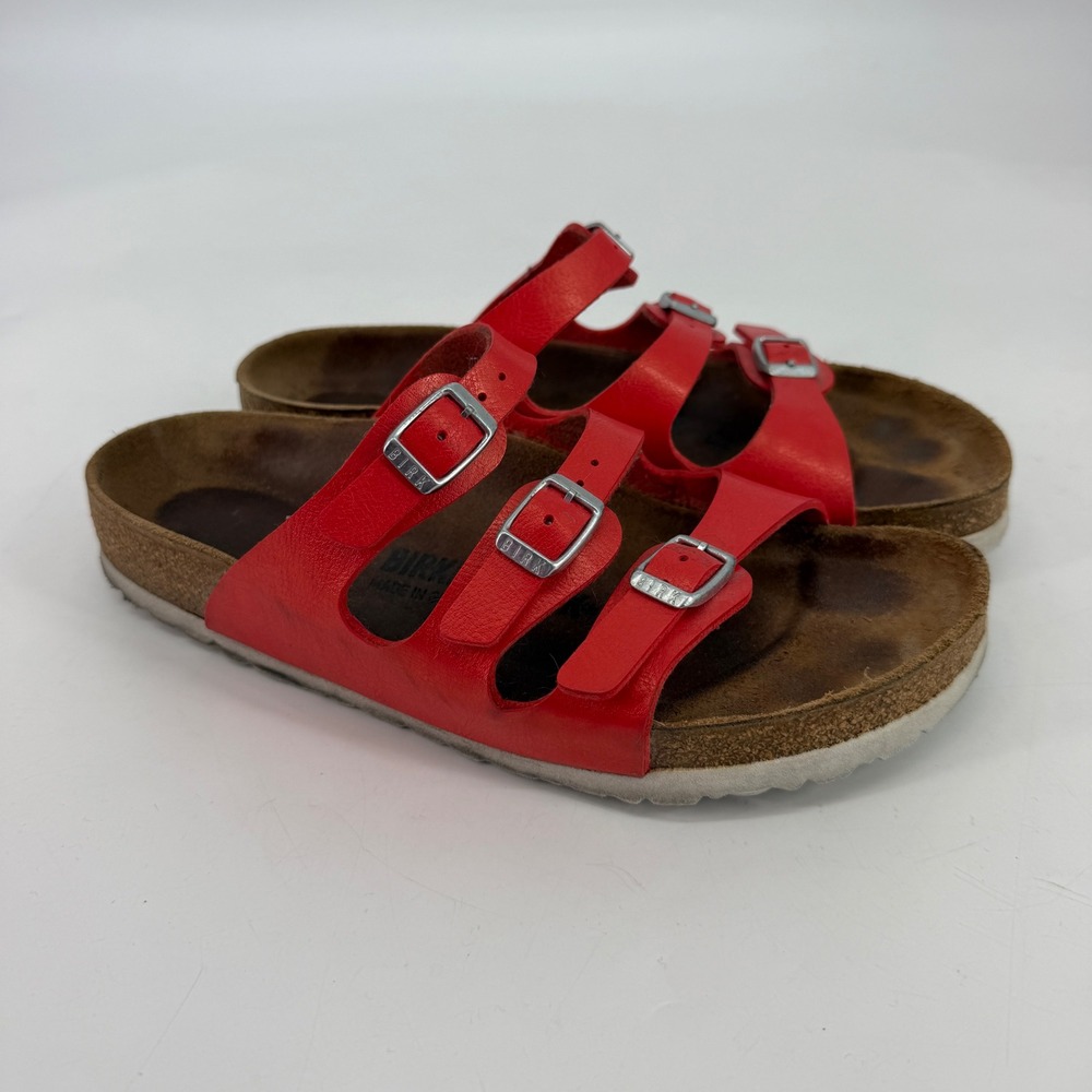 Birkenstock Florida Red Three Strap Sandals EU 39 Narrow